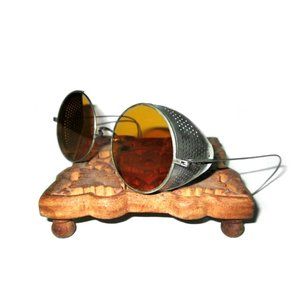 Antique Amber Willson Sunglasses Goggles Spectacles Vtg Steampunk Safety Glasses